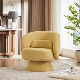 360 Degree Swivel Sherpa Accent Chair Modern Style Barrel Chair with Toss Pillows for home office, living room, bedroom, Yellow