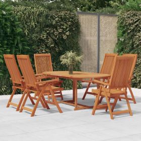 7 Piece Patio Dining Set Solid Wood Eucalyptus